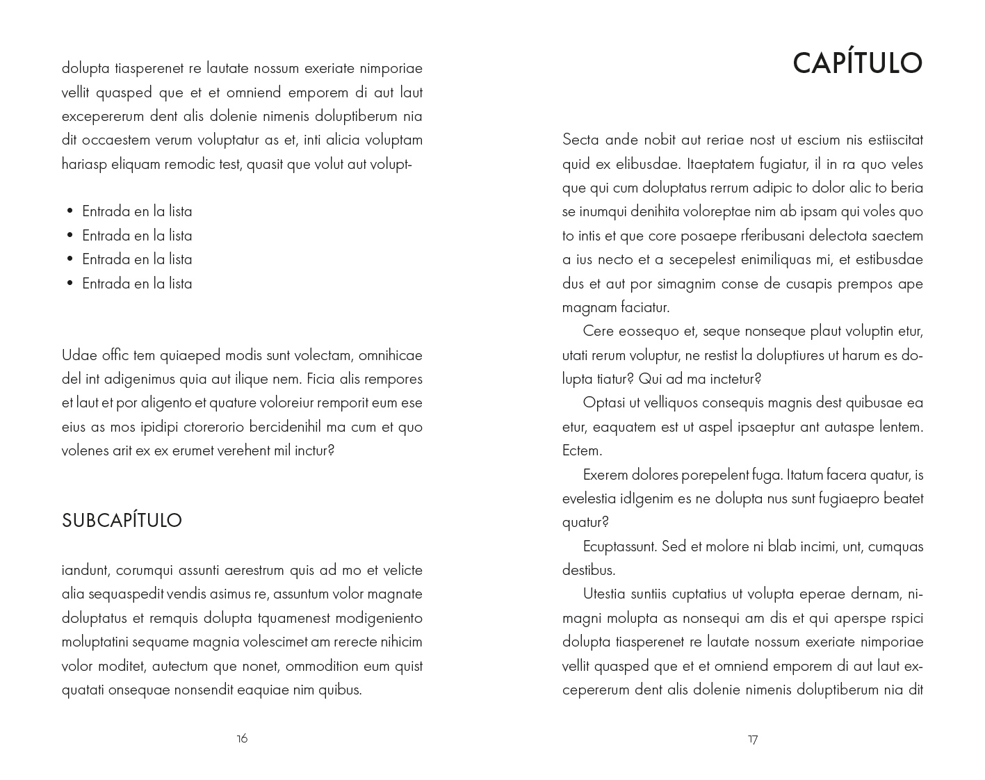 Ejemplo de subcapítulo guía de estilo variante minimalista clásica
