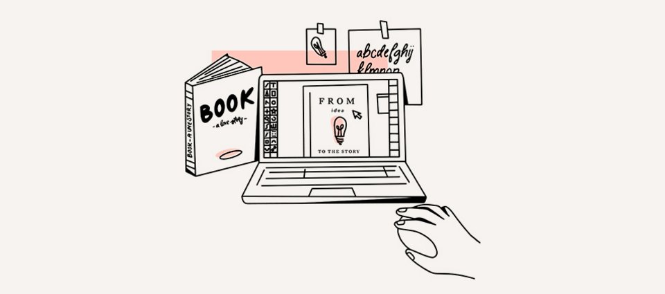 Ilustración del diseño de la cubierta de un libro